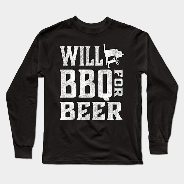 Will BBQ for Beer - or maybe Whisky, but definitely Bourbon on the Rocks or Beer Long Sleeve T-Shirt by Jas-Kei Designs